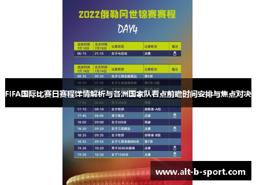 FIFA国际比赛日赛程详情解析与各洲国家队看点前瞻时间安排与焦点对决